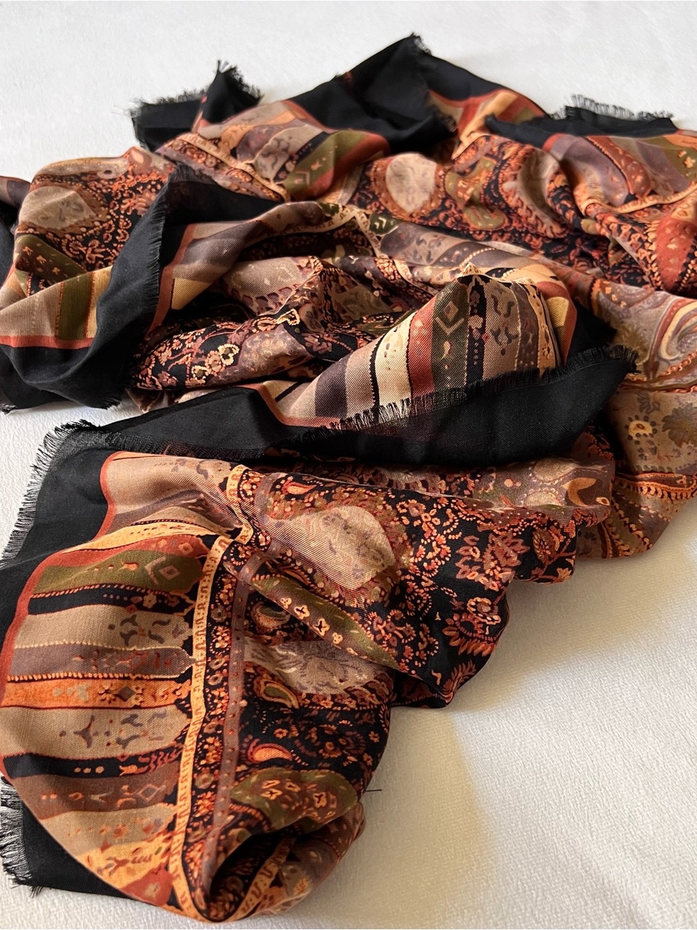 Inci Scarf - Black, Brown & Orange boho hip scarf hippie goth accessory